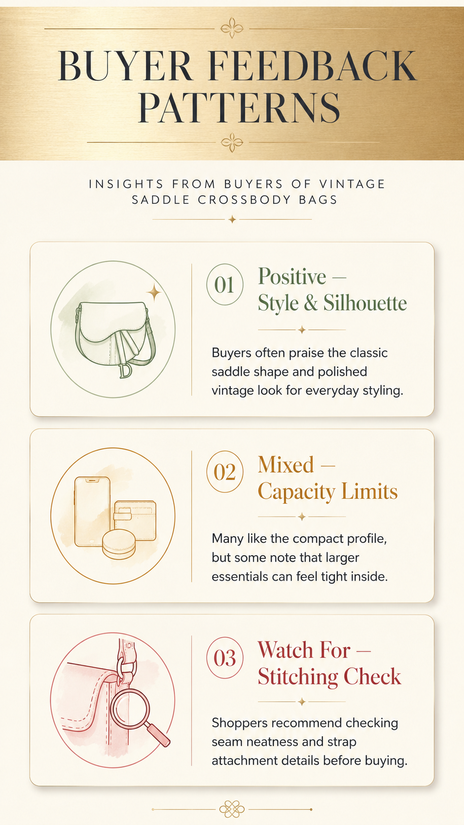 Customer feedback patterns for the AFKOMST Vintage Saddle Crossbody Bag showing common buyer impressions