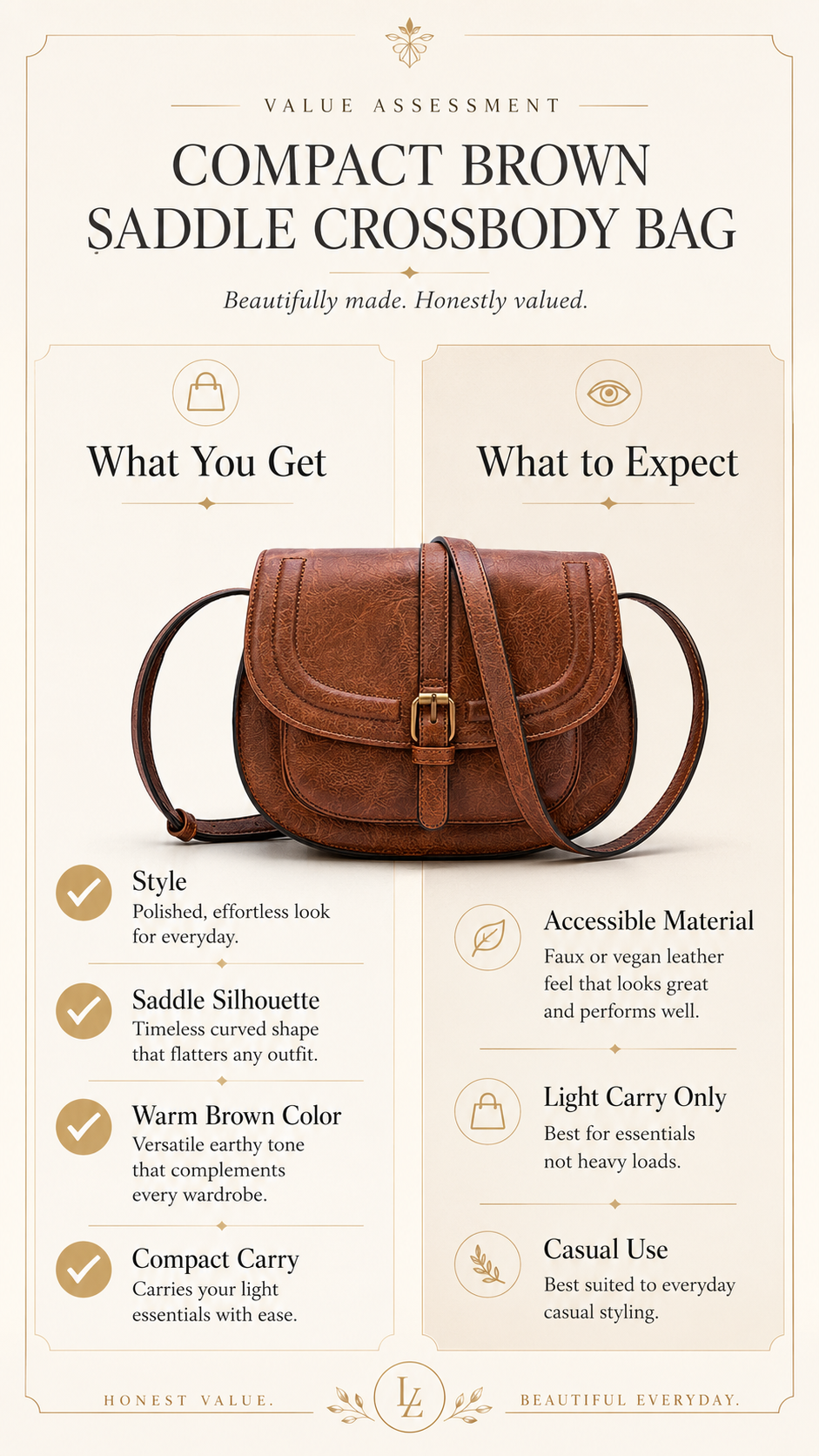 AFKOMST Vintage Saddle Crossbody Bag price and value assessment for everyday women's crossbody