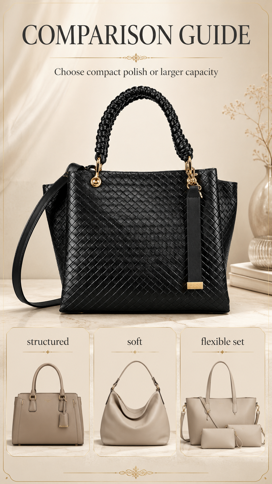 ALDO Gloadithh Tote Bag comparison with structured satchel soft hobo and multi piece shoulder bag set