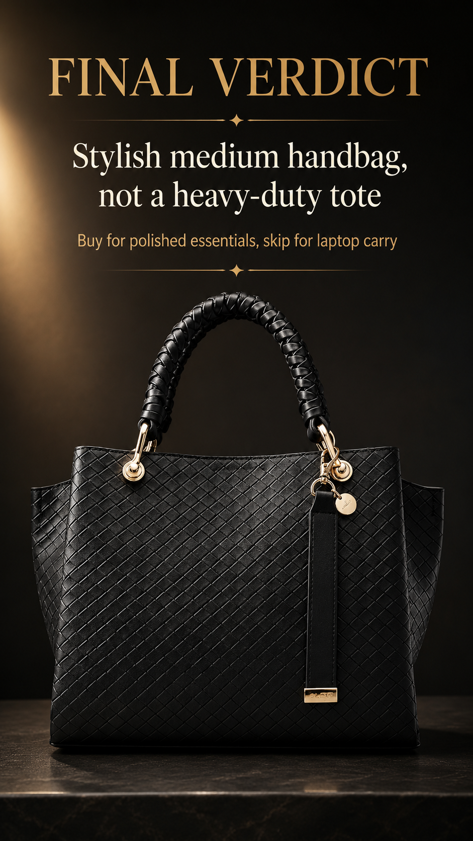 Final verdict for ALDO Gloadithh Tote Bag review with premium black woven handbag and buying summary