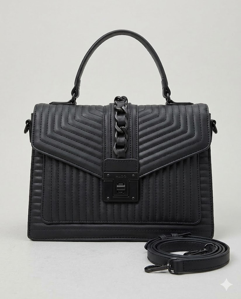 ALDO Mini Jerilini top handle satchel front view with twist lock closure