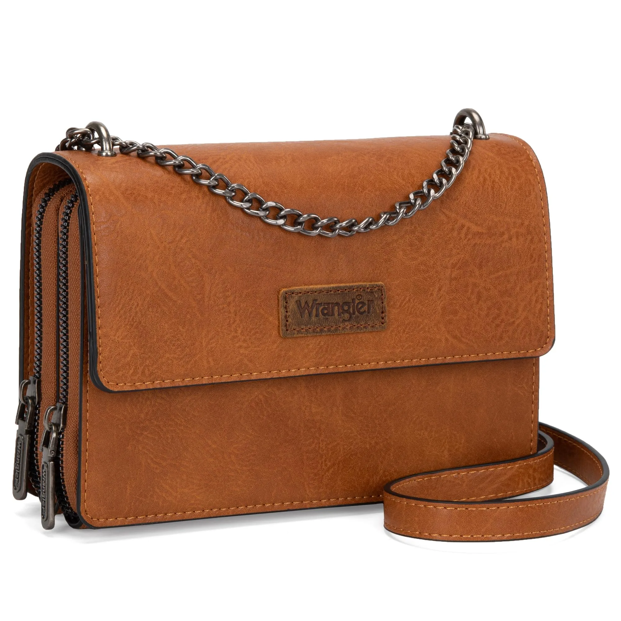 Wrangler Élan Flap Crossbody Bag in Amber Brown