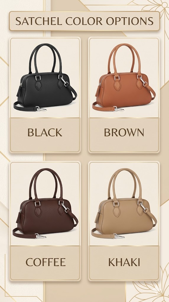 Blofinche Small Satchel Color Options Blofinche small satchel color options showing Black Brown Coffee and Khaki versions