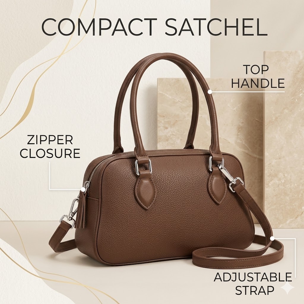 Blofinche Small Top Handle Satchel Main View Blofinche small top handle satchel crossbody purse in a compact structured main view