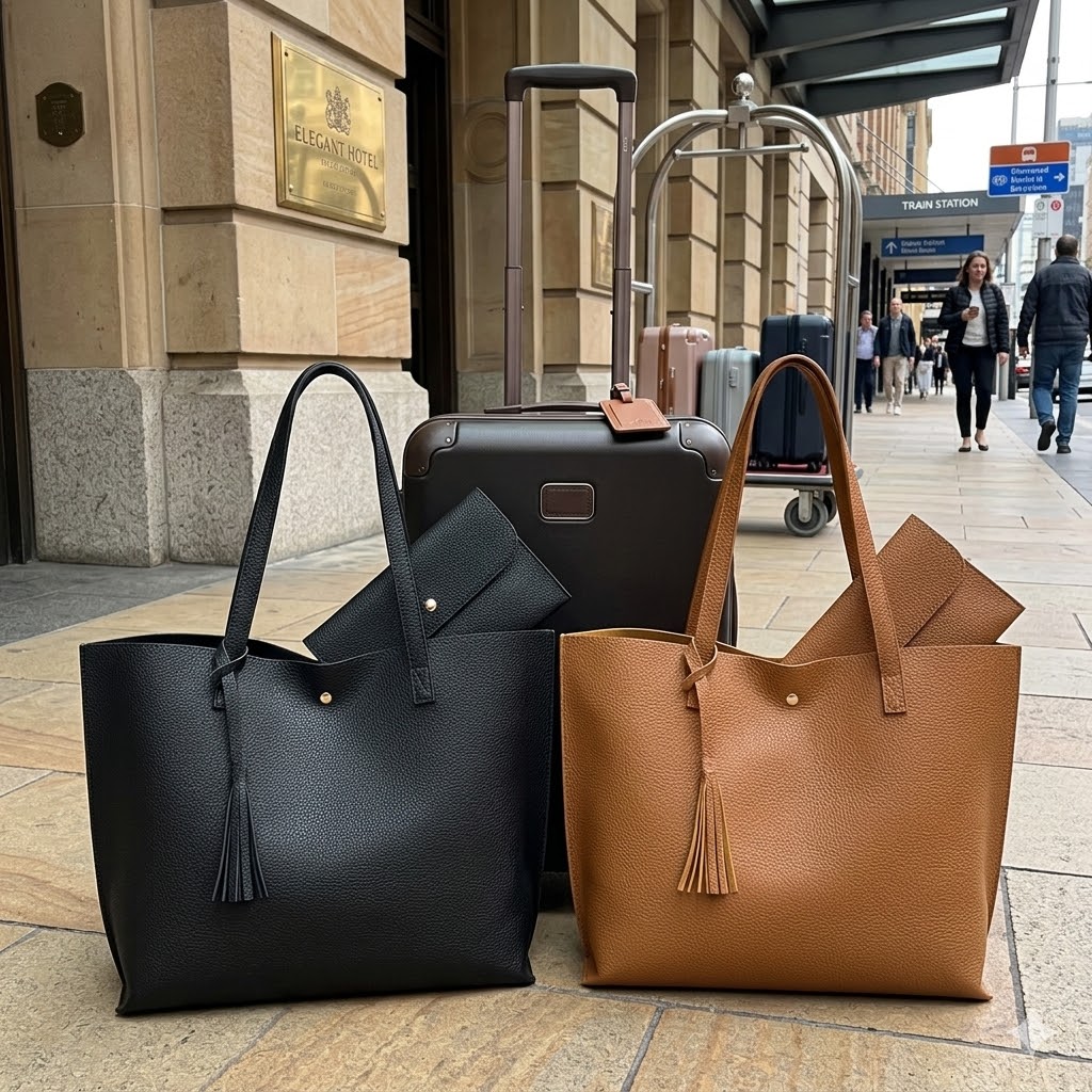 Brown purse vs black purse weekend travel outdoor look