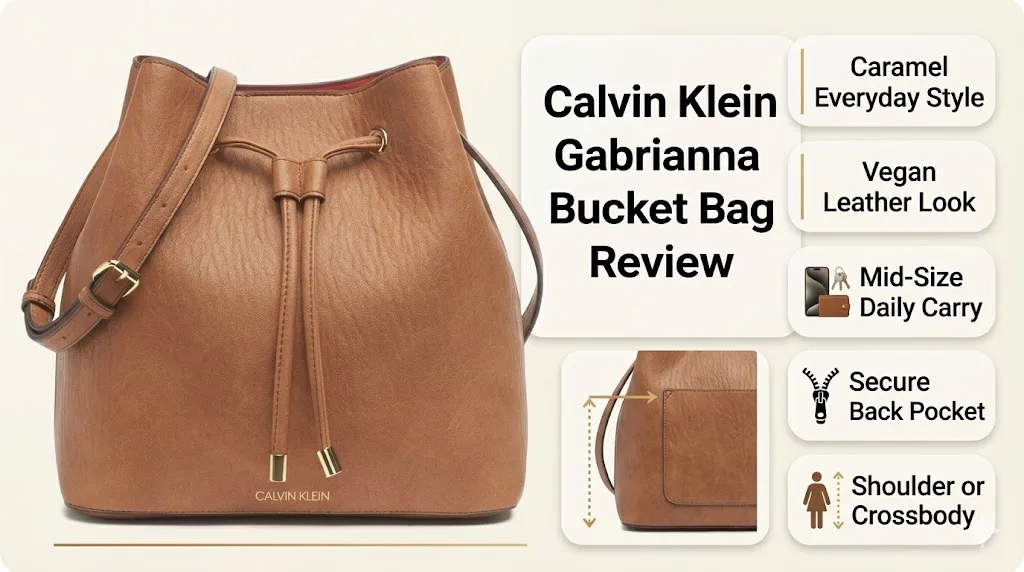 Calvin Klein Gabrianna Caramel Bucket Novelty Women’s Bag Review