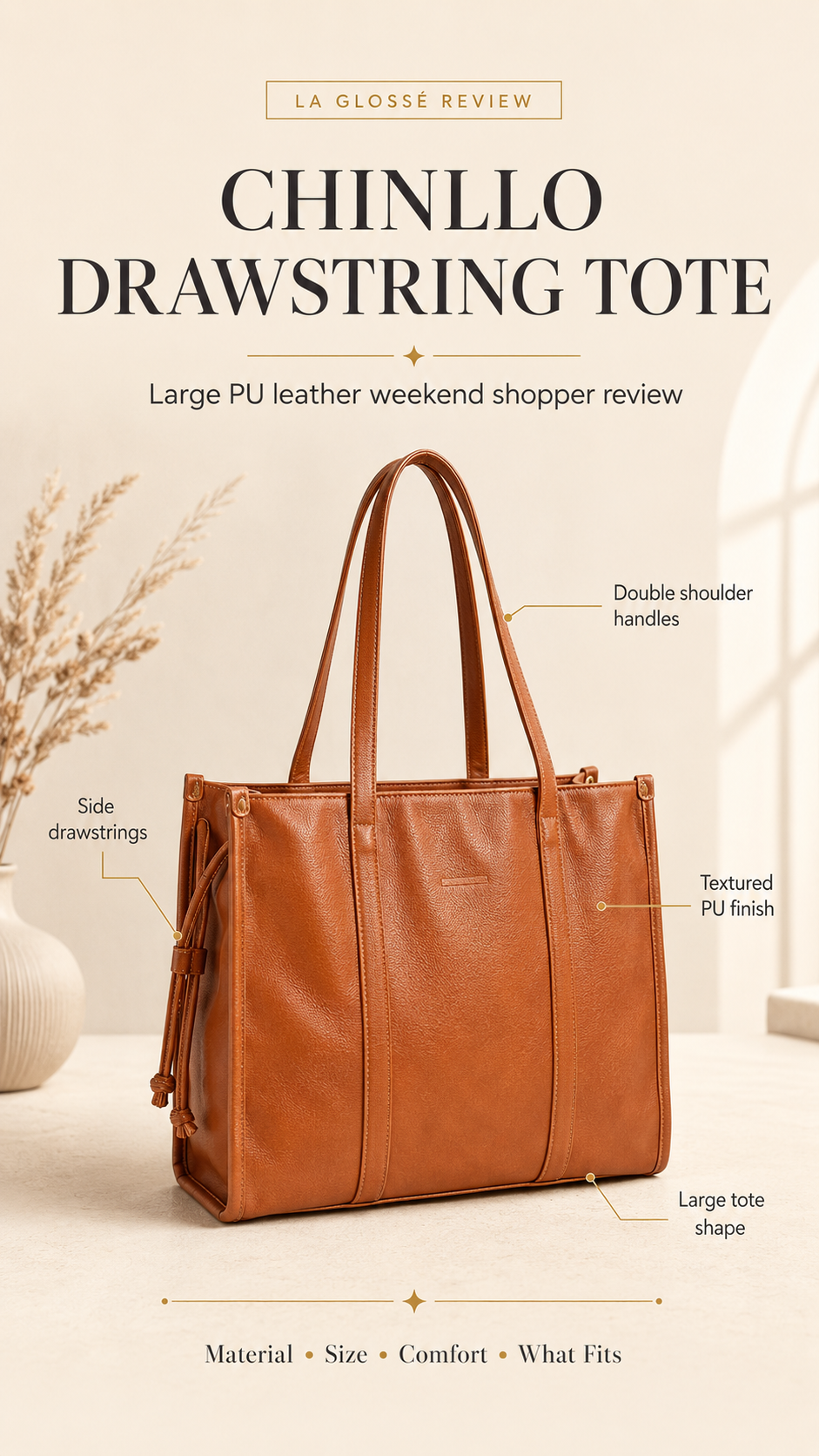Chinllo Large PU Leather Drawstring Tote Bag Review Chinllo Large PU Leather Drawstring Tote Bag premium mobile review feature image