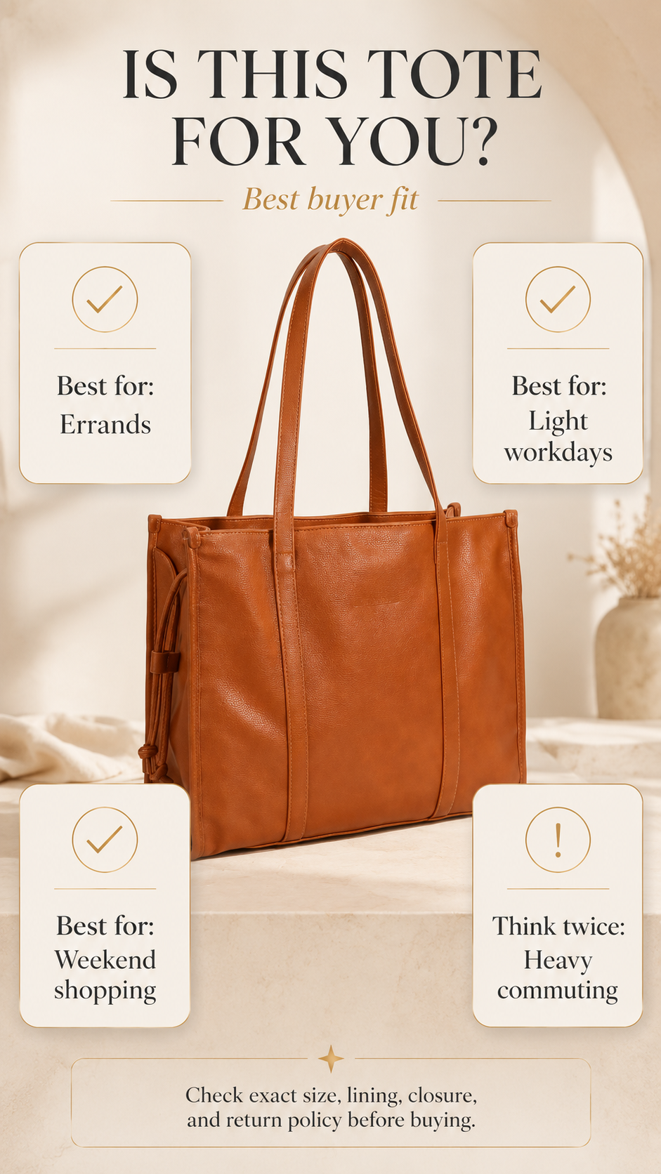 Chinllo Drawstring Tote Buyer Fit Guide Buyer fit guide for Chinllo Large PU Leather Drawstring Tote Bag