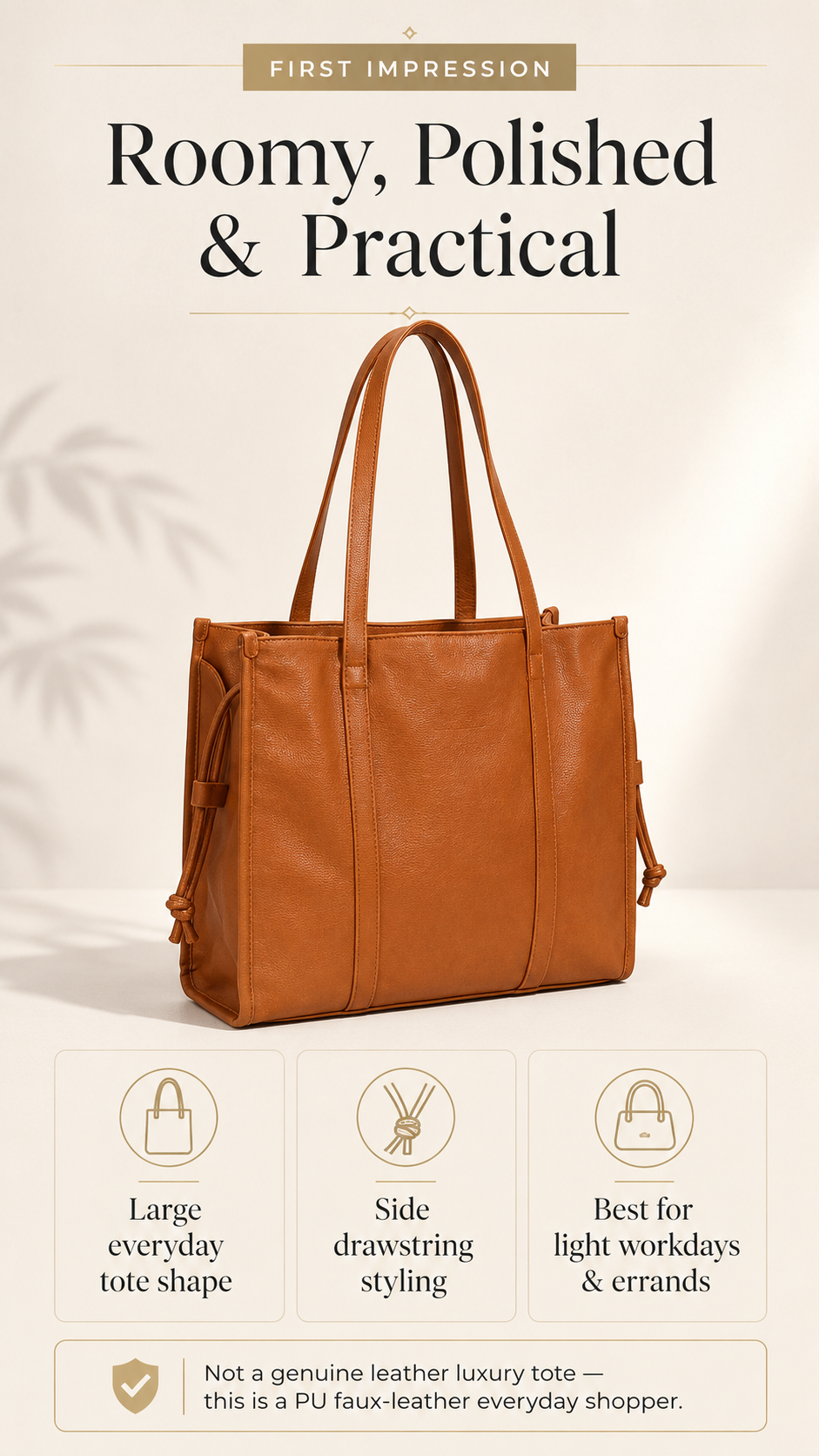 Chinllo Drawstring Tote First Impression Chinllo Large PU Leather Drawstring Tote Bag first impression infographic