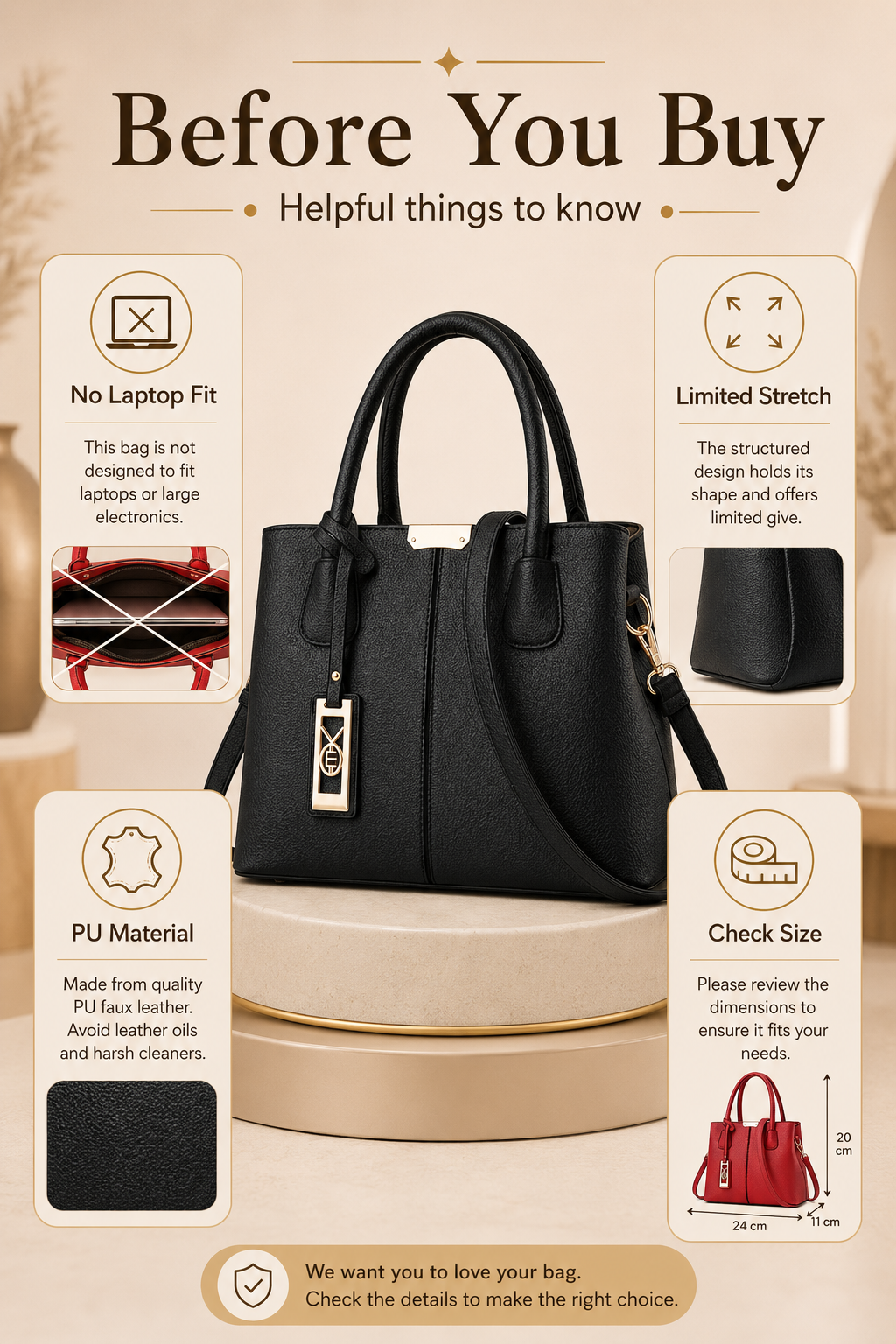 COCIFER satchel drawbacks including no laptop fit and limited stretch