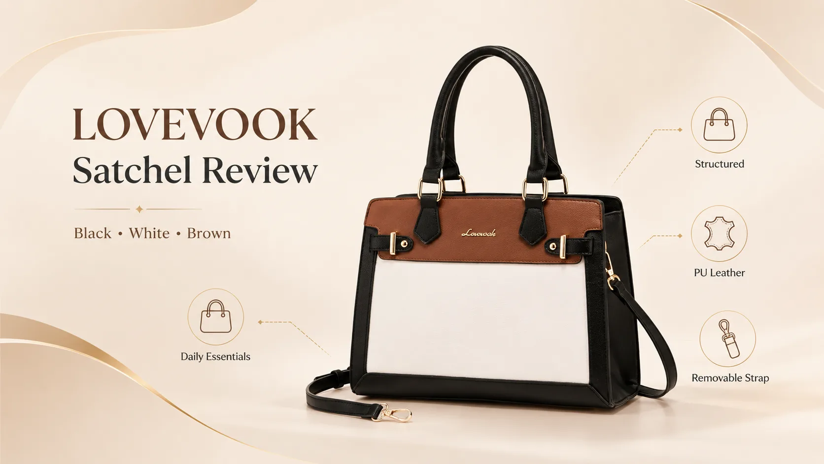 LOVEVOOK Black-White-Brown Satchel Tote Review: Polished Daily Purse for Essentials