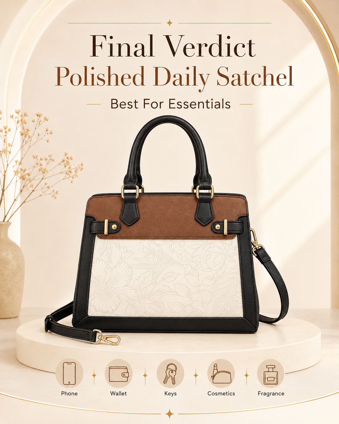 LOVEVOOK black white brown satchel final verdict polished daily satchel infographic