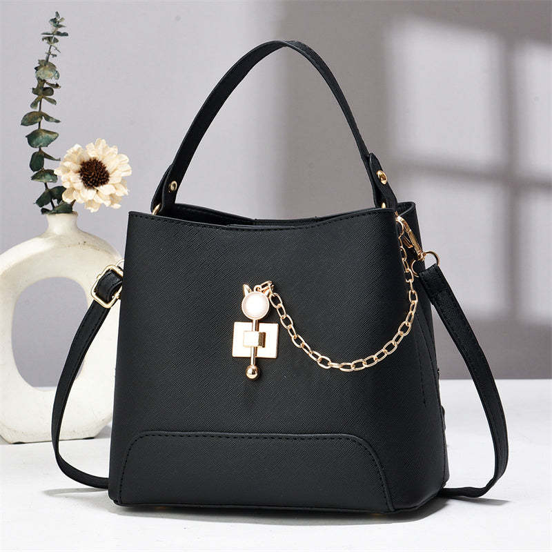 Noémi Charm Bucket Bag – Small Black Shoulder Bag for Women