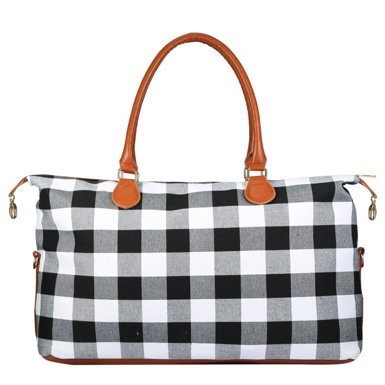 Roséla Buffalo Weekender Tote Bag – Red Plaid Travel Duffle Tote for Women