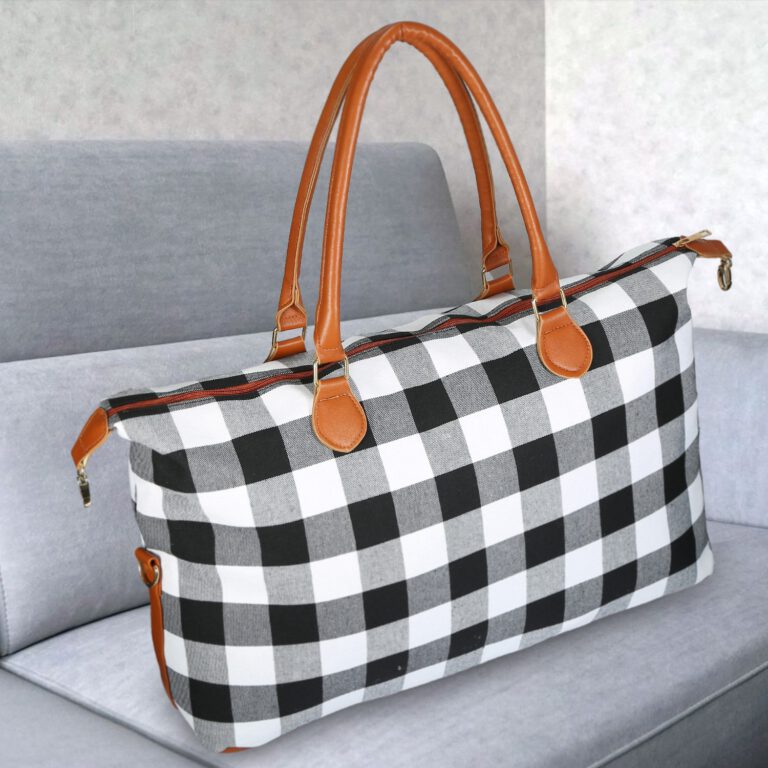 Roséla Buffalo Weekender Tote Bag – Red Plaid Travel Duffle Tote for Women