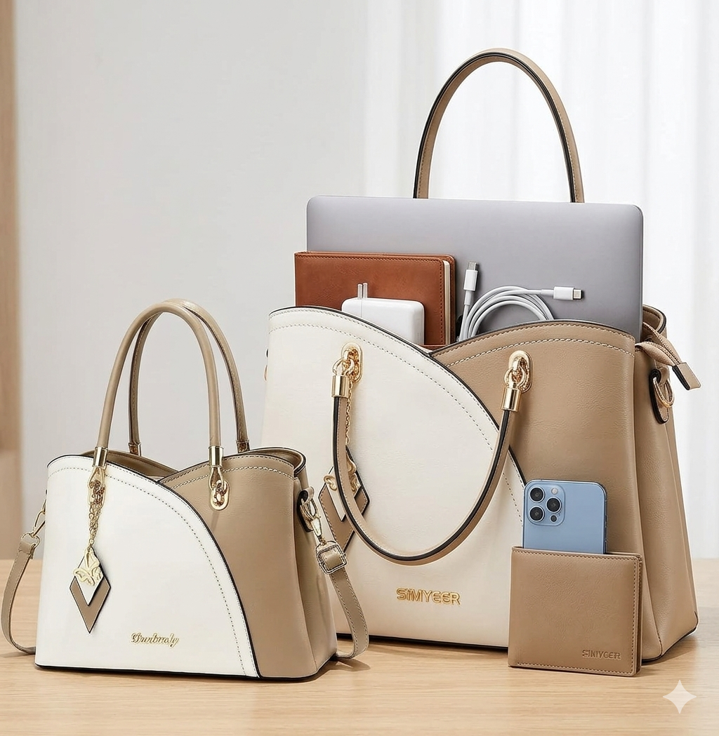 SiMYEER large satchel or tote bag 13 inch MacBook fit guide with laptop size note