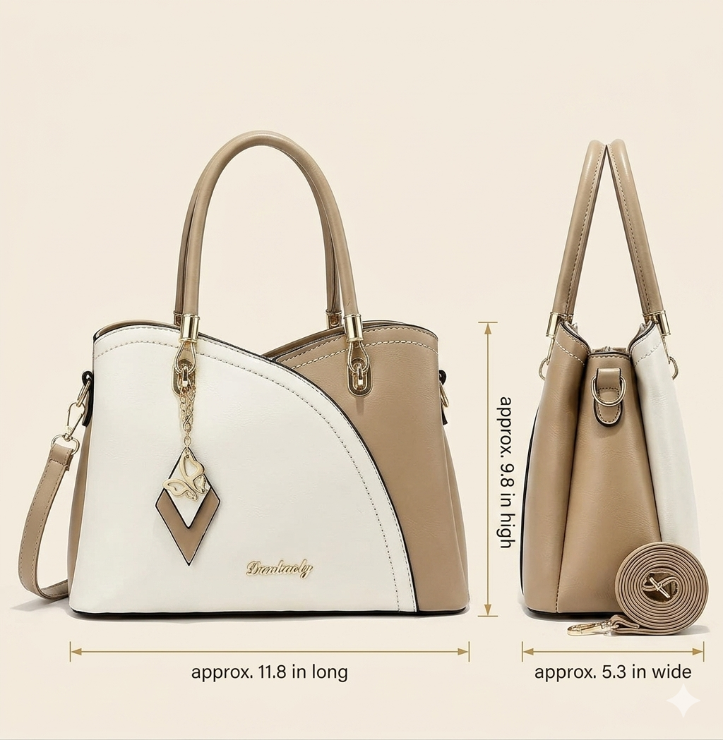 SiMYEER satchel bag size guide for women showing medium handbag size and everyday carry use