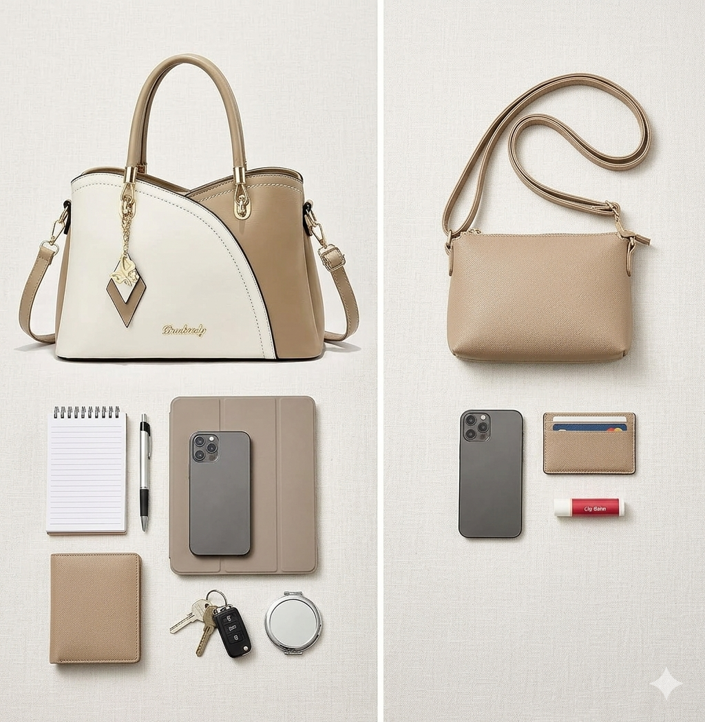 SiMYEER satchel vs crossbody bag comparison for space weight hands free carry and daily use