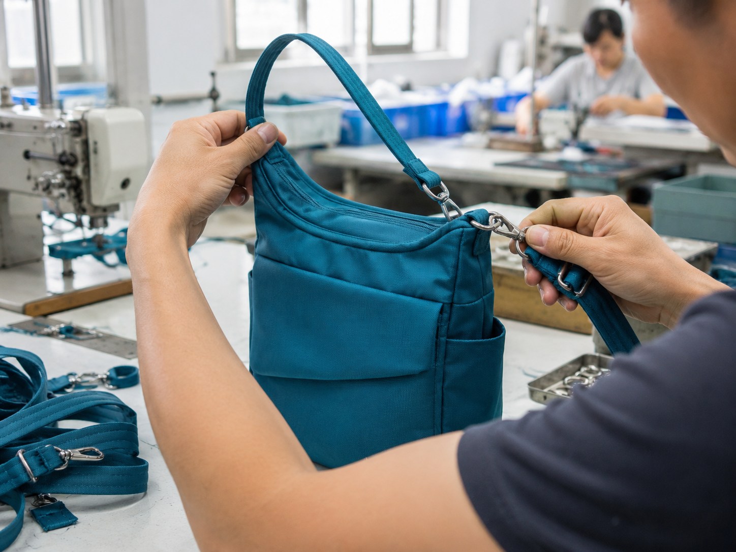Strap-attachment visual showing how hardware placement affects everyday carry comfort in the Travelon Classic Messenger