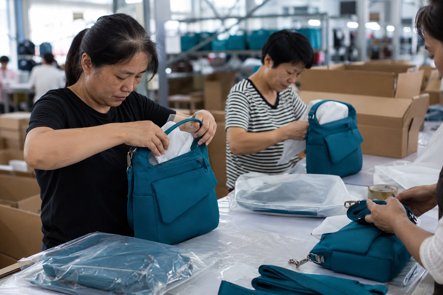 Packaging-preparation visual for the Travelon Anti-Theft Classic Messenger Bag delivery and presentation