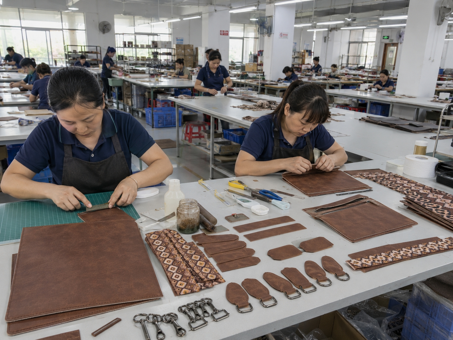 Edge Preparation Reinforcement Edge preparation and reinforcement step for Wrangler Aztec Crossbody bag panels
