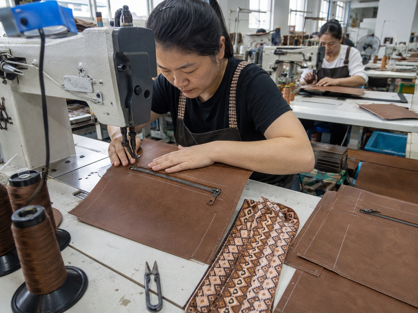 Front Zipper Pocket Assembly Front zipper pocket assembly process for Wrangler Aztec Crossbody bag