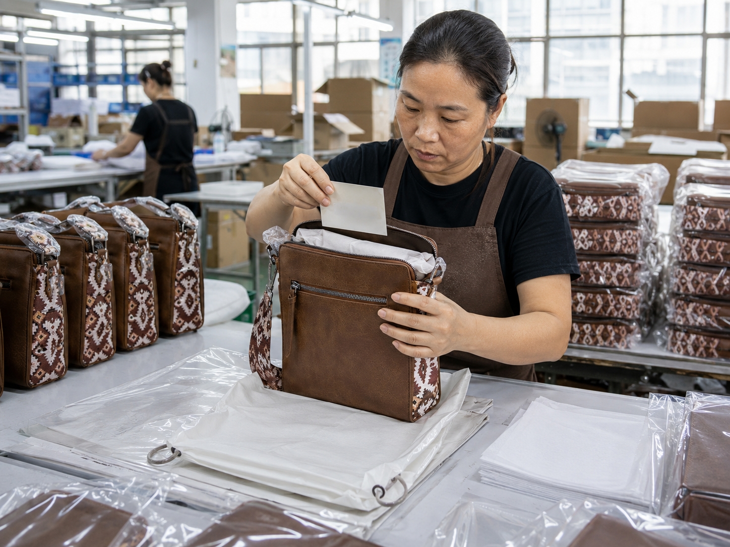 Individual Bag Packaging Individual bag packaging step for Wrangler Aztec Crossbody Purse units