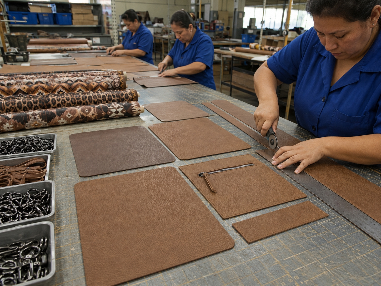 Main Body Panel Cutting Main body panel cutting step in Wrangler Aztec Crossbody production process