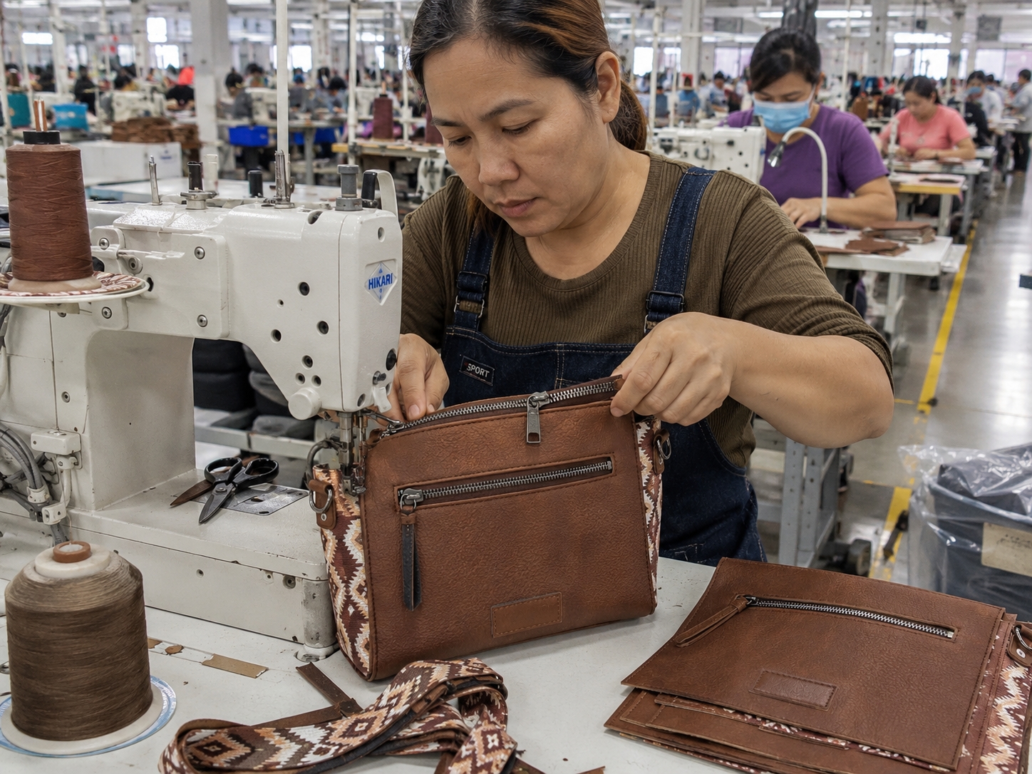 Top Zipper Installation Top zipper installation step for the Wrangler Aztec Crossbody Purse