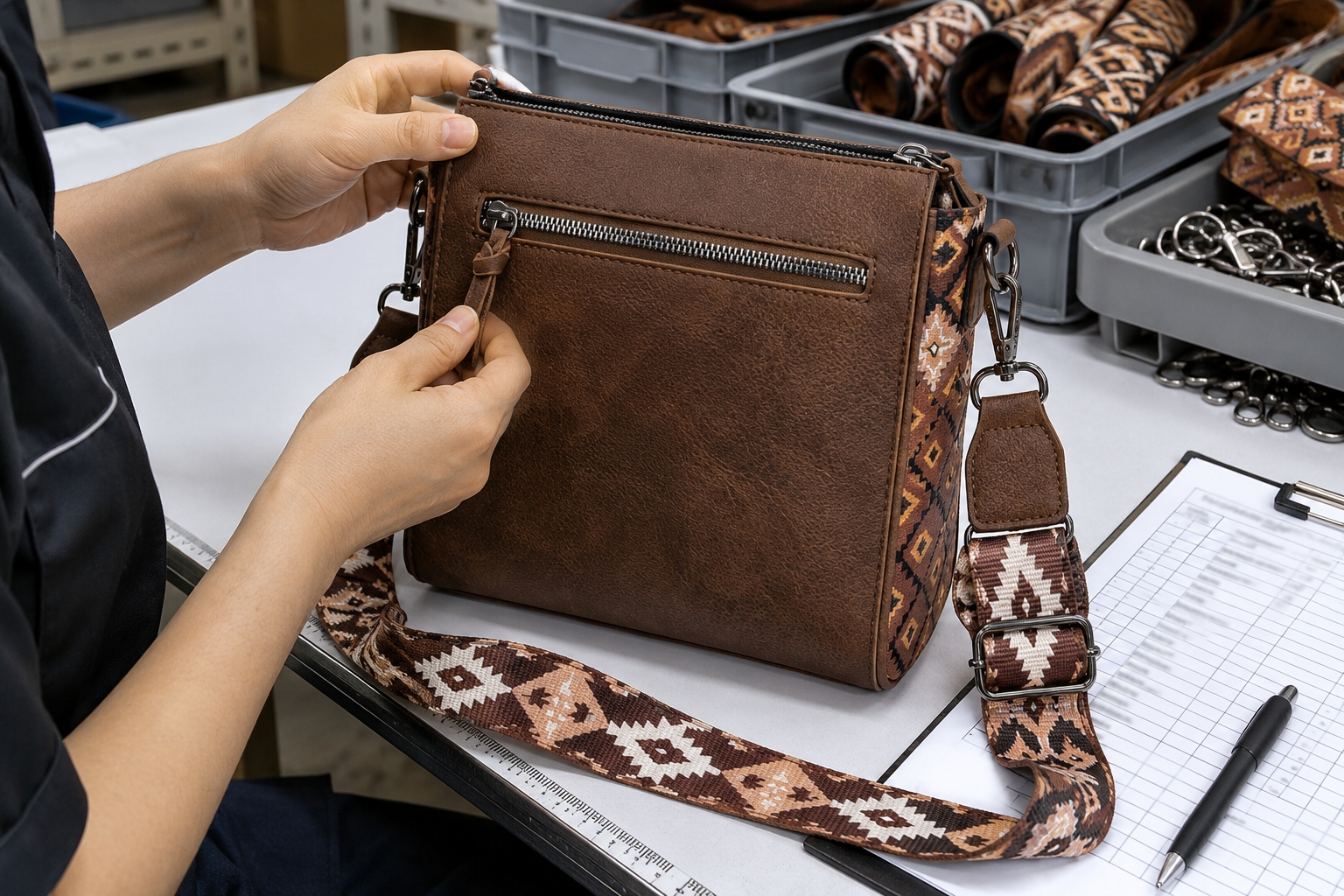 Zipper Hardware Function Test Zipper hardware function test on Wrangler Aztec Crossbody Purse